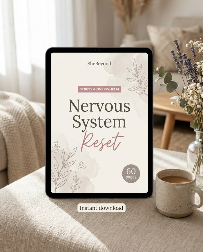 Nervous System Reset workbook cover on a tablet - instant download
